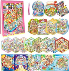 20 Sets 3D Sticker Scene, Miniature House Book for Sticker Therapy, Cute Cartoon