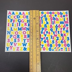 4 Sheets Creative Memories Stickers Blue Yellow Pink Green LETTERS and NUMBERS