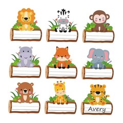 135Pcs Animal Theme Adhesive Name Labels 3x3Inch Kids Clothing Name Sticker