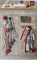 Basic Grey Lucille collection – Pins and Tags with Sewing Theme – NEW