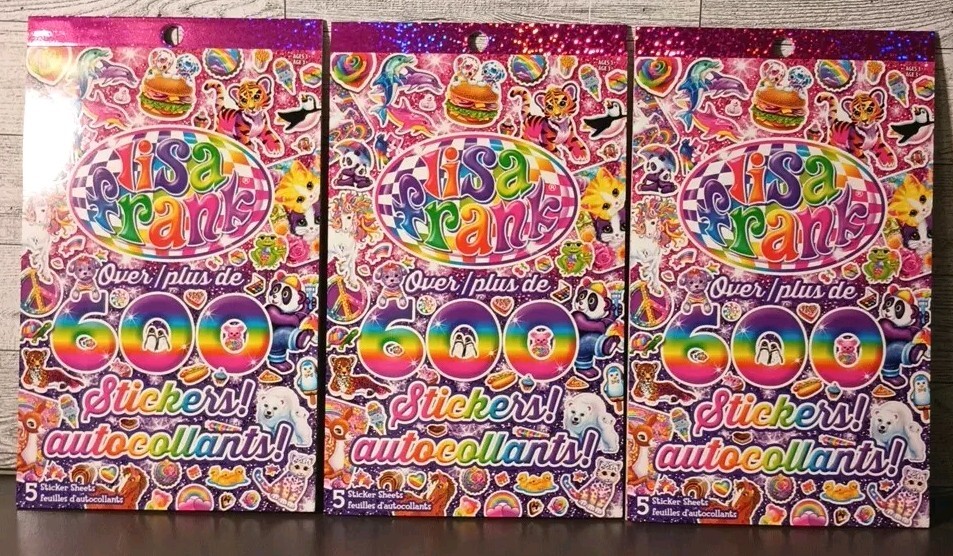 Lisa Frank 1800 + Sticker Books Lot Kisses Kittens Animals Unicorns Set Of 3 NEW