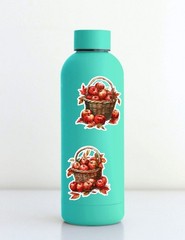 Fall Apple Basket Die Cut Vinyl Stickers Set Scrapbooking Laptop Waterbottle