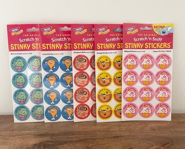 TREND Stinky Stickers Scratch N Sniff Retro Stickers x 5 Packs! FREE SHIP!