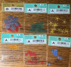 Lot #3- 6 Jolees Mini Flowers Red Blue Orange Yellow Gray Leaves Leaf Scrapbook