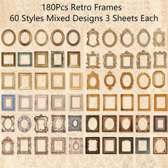180Pcs Scrapbook Embellishments Window Frame for Scrapbooking Supplies, Vintage
