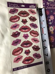 NEW Lot Of 4 Packages Of Stickers Metallic Kisses Lips Alphabet Flowers Sayings