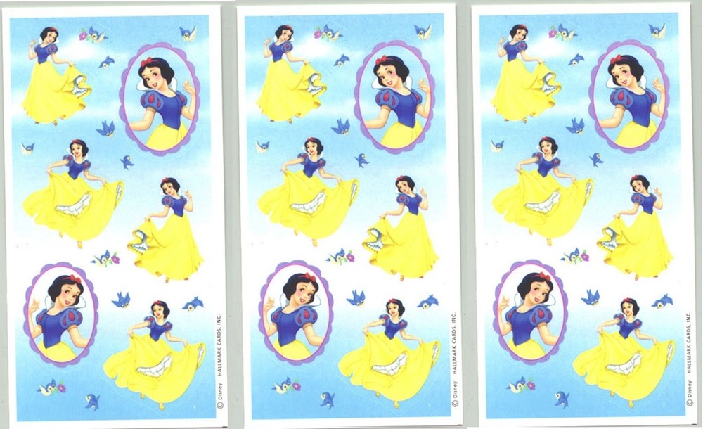 Snow White Disney PRINCESS Blue Birds 3 Sheets Scrapbook Stickers