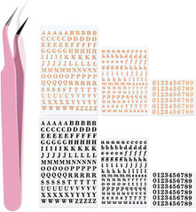 6 Sheets 0.11inch Tiny Letter Stickers Self Adhesive Alphabet Number Sticker Res