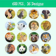 600PCS Realistic Animal Stickers, 16 Designs Jungle Animal Sticker for Kids Safa