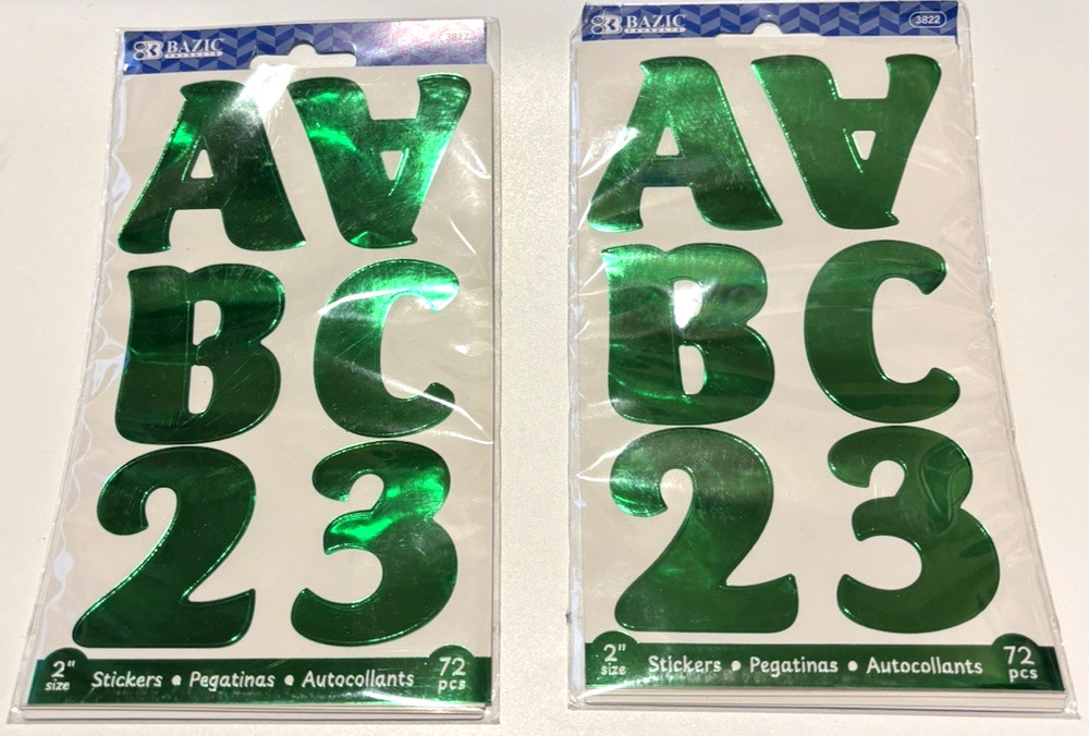 Alphabet & Number 2″ Metallic Green Color, A to Z – 0 to 9 Made of Premium Paper