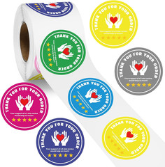 2 Inch Thank You for Your Order Stickers 5 Star Review Delivery Labels Freshness