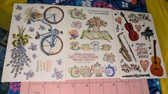 PSX Designs Stickers Lot Of 3 Sheets Tea Party Music Bike Flowers