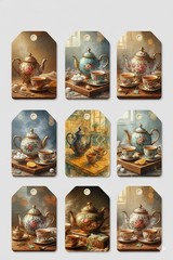 Teapots Tags Embellishments Junk Journal Scrapbook