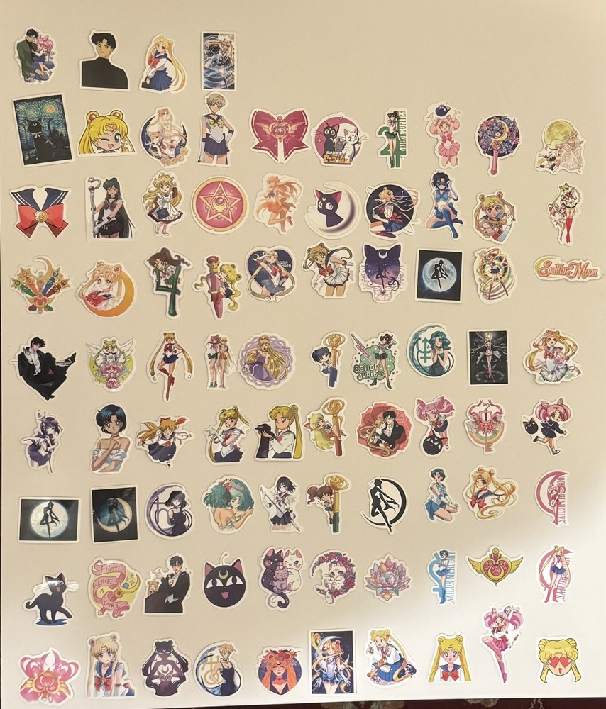 Sailor Moon 84Pc Waterproof Vinyl Stickers Decals Water Bottle Party Favors