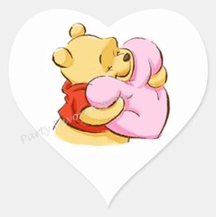 POOH HUGGING HEART ENVELOPE SEALS LABELS STICKERS PARTY FAVORS – (Heart Shaped)