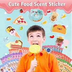 Scented Stickers Scratch & Sniff – 1500+ Cute Food Themes, 72 Sheets for Kids Re