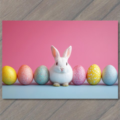 STICKER Baby Bunny Pastel Easter Eggs Minimalist Cute Whimsical Spring Rabbit