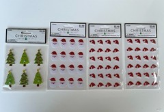 New Christmas Paper Crafts Stickers 4 Packages Santa Hat Tree Red Green