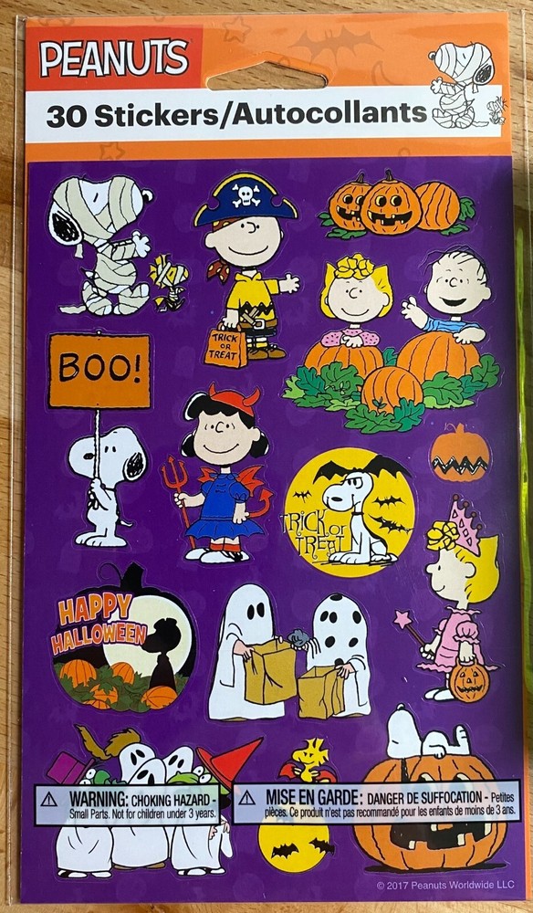 Peanuts Halloween Stickers Snoopy New Sealed 2 sheets Free Ship