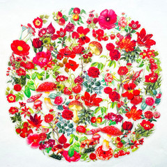 100 PCS Red Botanical Flower Stickers – Vintage Clear Scrapbooking Stickers for