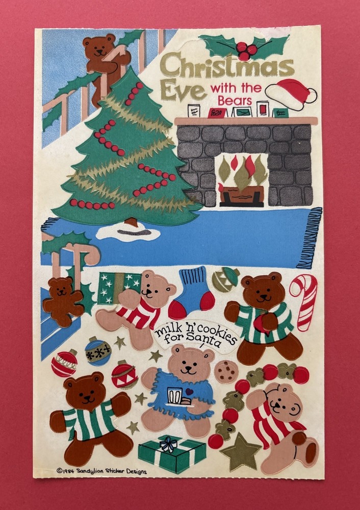 Vintage Sandylion Christmas Eve With The Bears Maxi Activity Sticker Sheet READ!