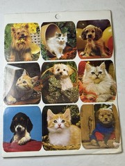 Vintage DBGCI Stickers Dogs And Cats 1 Sheet 9 Stickers
