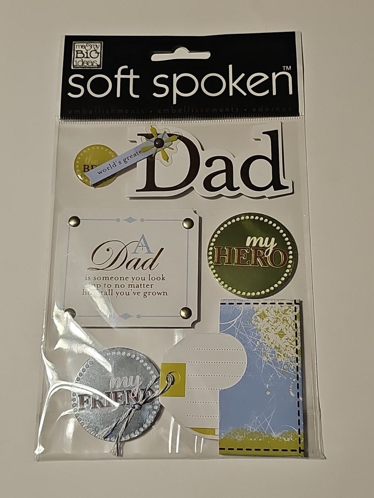 Soft Spoken WORLDS GREATEST My Friend & Hero DAD Fathers Daddy Scrapbook Sticker