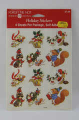 Vintage American Greetings Holiday Stickers Forest Animals 4 Sheets Sealed