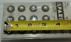 NIP Spare Parts Antiqued Silver/Clear Brads Embellishments Faux Pearl