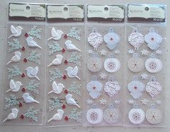 Mixed Lot 24 Packs Christmas Embellishments Stickers Flowers Tape Brads New