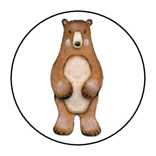 30 1.5″ WOODLAND ANIMAL BEAR BIRTHDAY BABY SHOWER FAVOR LABELS ROUND STICKERS
