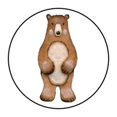 30 1.5″ WOODLAND ANIMAL BEAR BIRTHDAY BABY SHOWER FAVOR LABELS ROUND STICKERS
