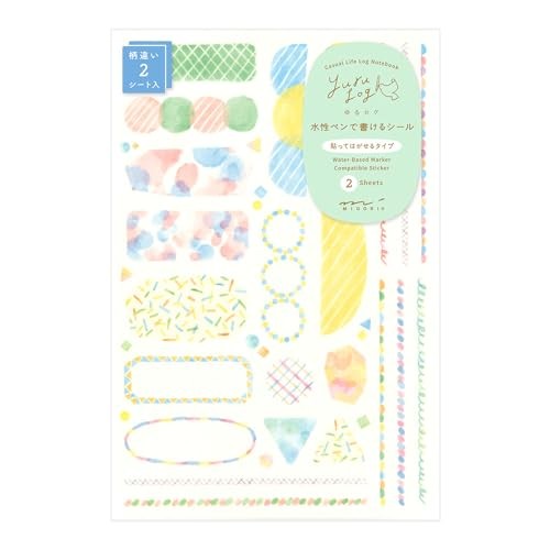 Midori Stickers Yuru Log Watercolor Pattern 2 Sheets 82676006 Washi Paper