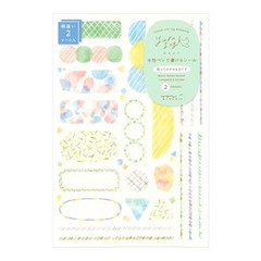 Midori Stickers Yuru Log Watercolor Pattern 2 Sheets 82676006 Washi Paper