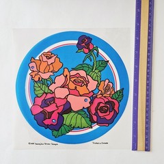 Vtg 80s Sandylion Sticker Roses 1985 Jumbo Stained Glass Transparent Decorators