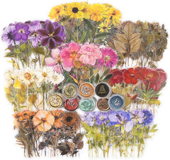 Pressed Flower Themed Stickers Set (320 Pieces) Dried Flowers Resin Stickers Dec