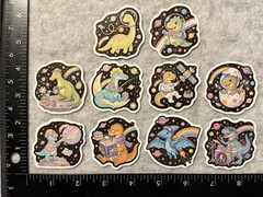 Lot of 10 Assorted Cute Dinosaur In Space T-Rex Astronaut Stickers