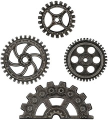Idea-Ology Metal Industrial Gears 1.5 To 3 4/Pkg Antique Nickel