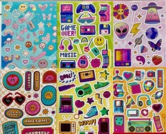 Retro kawaii Sticker bundle cat dog food dessert alien space shooting star peace