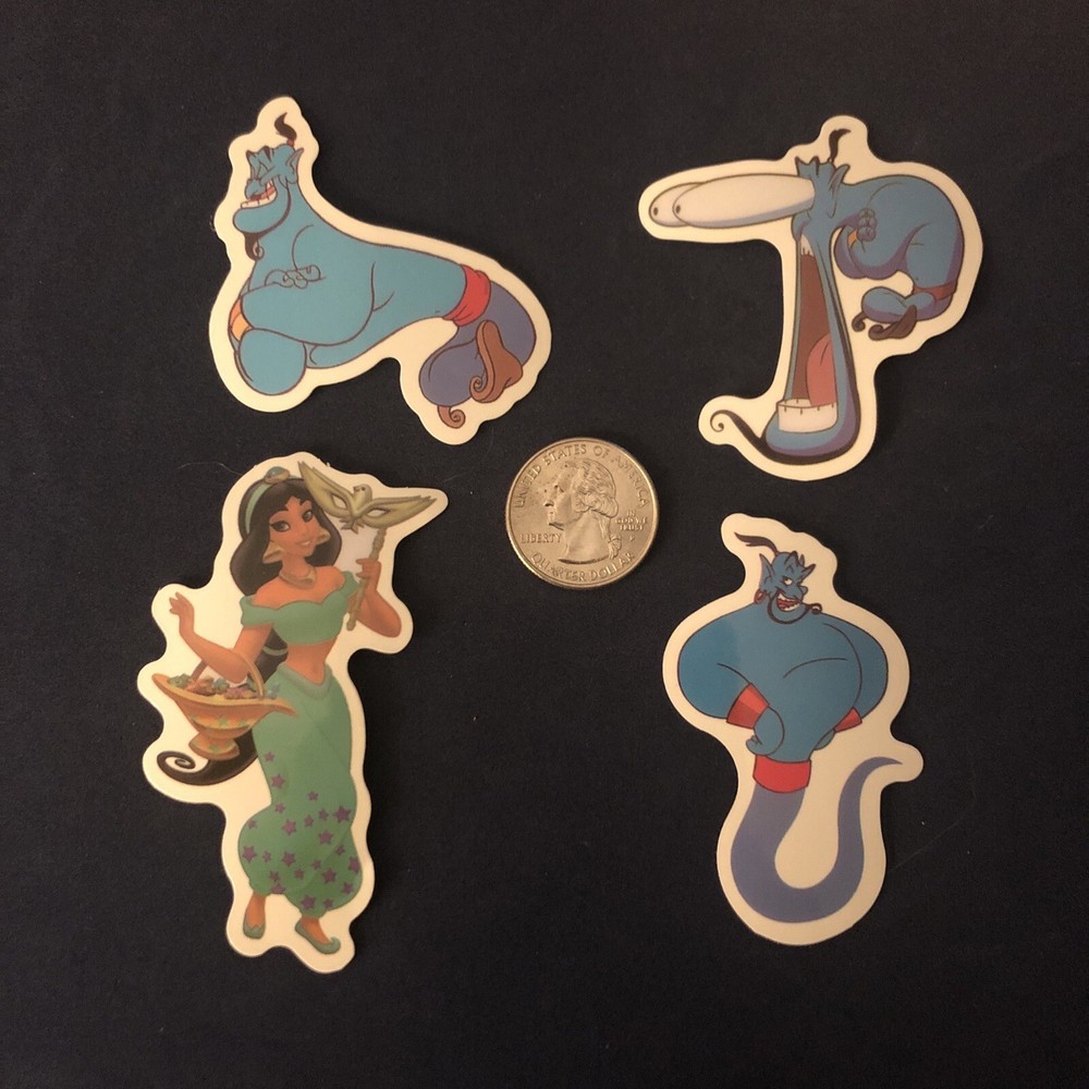 Disney Stickers – Disney Aladdin – Genie & Jasmine Lot of 4 Stickers.