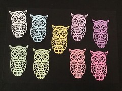 Owl die cut embellishments 3-1/4” x 2” 6 pieces Choose color