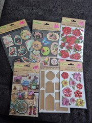 Crafters Square/ASSORTED-Metallic,Floral,Pop-Up,3D Motion Stickers/Lot of 6/NEW