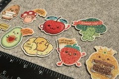 Lot of 9 Assorted Inspirational Food Sparkle Sparkly Stickers