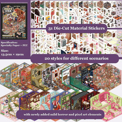 Miniature Scene 20 Sets DIY 3D Stickers Horror Adventure Theme for Mini House