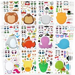 36 Sheets 9″x6″ Make a face Stickers for Kids, Make Your Own Animal Stickers …