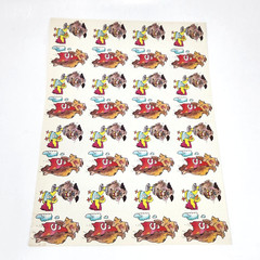 1 VINTAGE 1990’s SCHOLASTIC SHEET OF STICKERS FLYING DOG W/ CAPE + DUCK