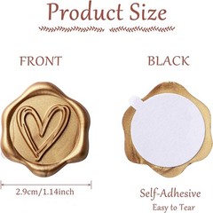 50Pcs Heart Wax Seal Stickers, Envelope Self Adhesive for Wedding Party Birthday