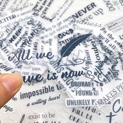 50Pcs Motivational Transparent Quote Stickers for Scrapbooking Aesthetic Black
