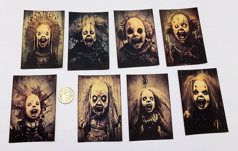 8-Halloween-Dark-Gothic-Creepy Dolls-ATC-Journaling-Linen Cardstock-Cards