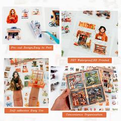 448Pcs Autumn Scenery Scrapbook Stickers for Scrapbooking Supplies, Transparent